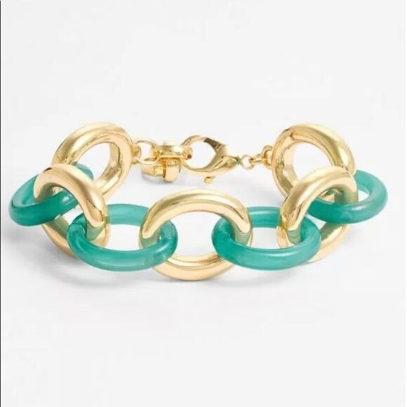 *Lee Angel* Signature Mixed Media Link Bracelet NWT Teal Aqua - Picture 3 of 8